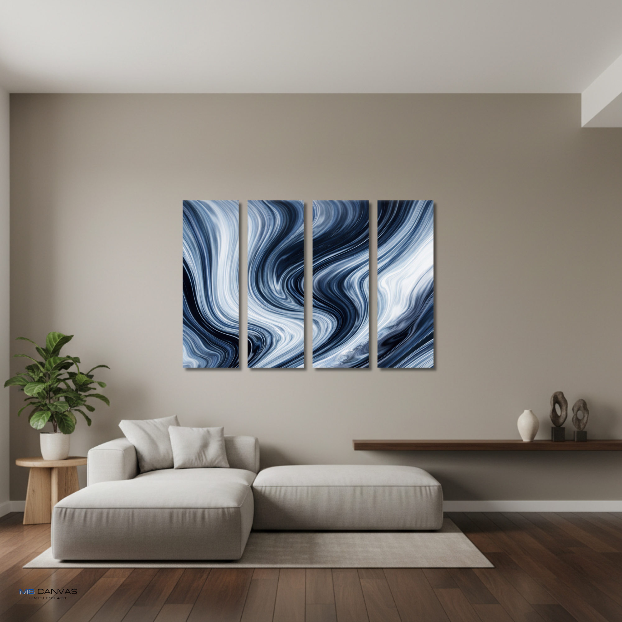 Vision bundle tetrad 2 4-panel shown in wall display view in 12 x 36 inch large size