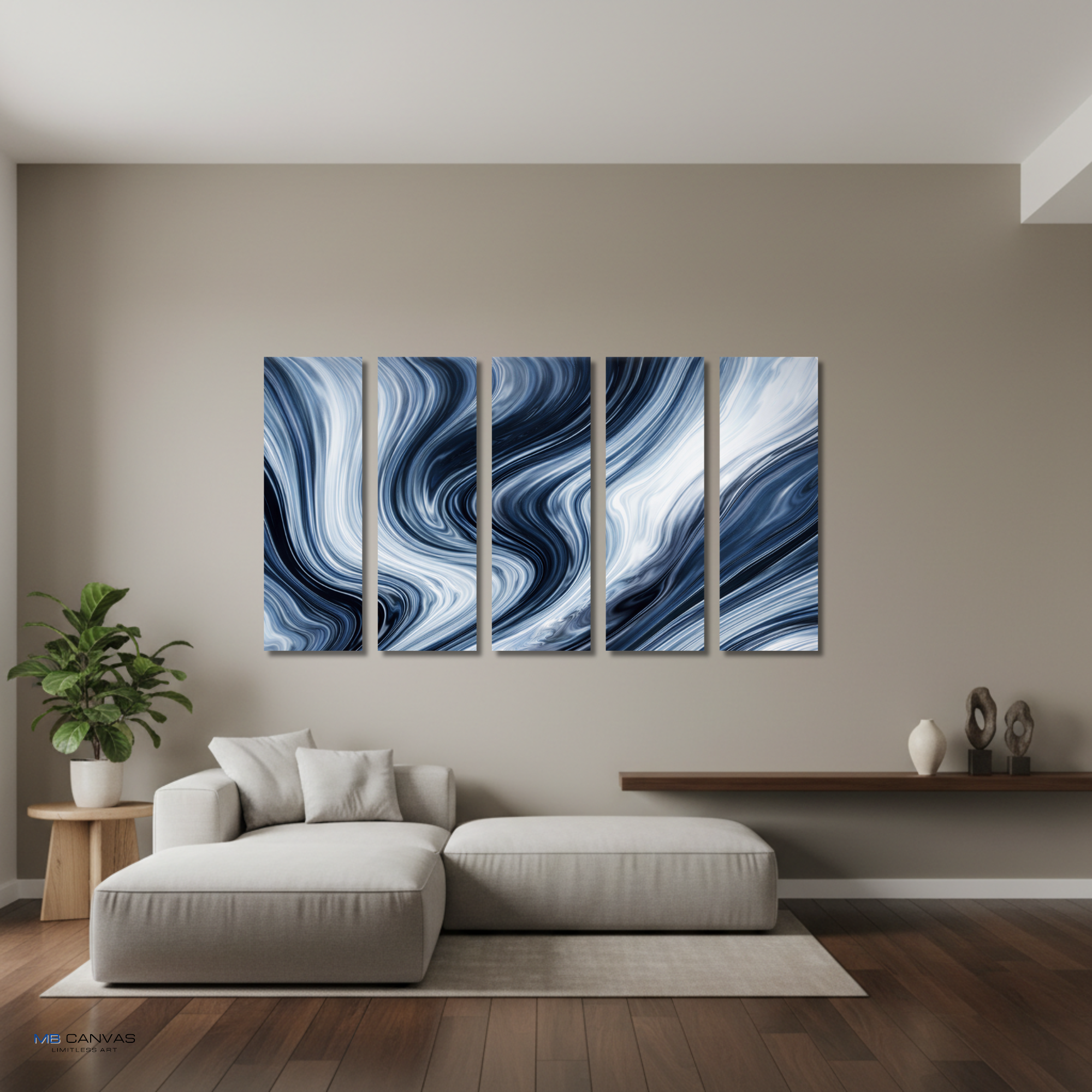 Vision bundle strata 2 5-panel shown in wall display view in 12 x 36 inch large size