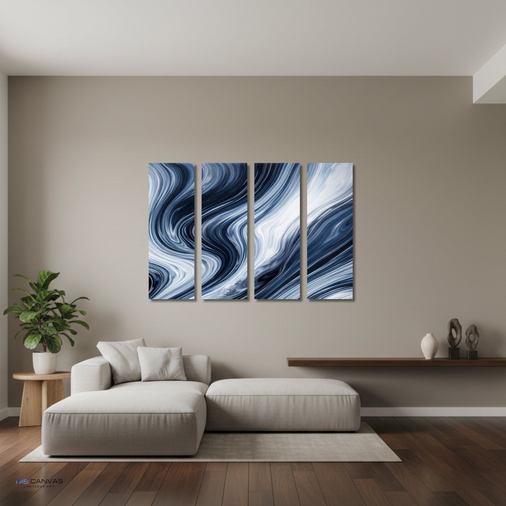 Vision bundle tetrad 3 4-panel shown in wall display view in 12 x 36 inch large size