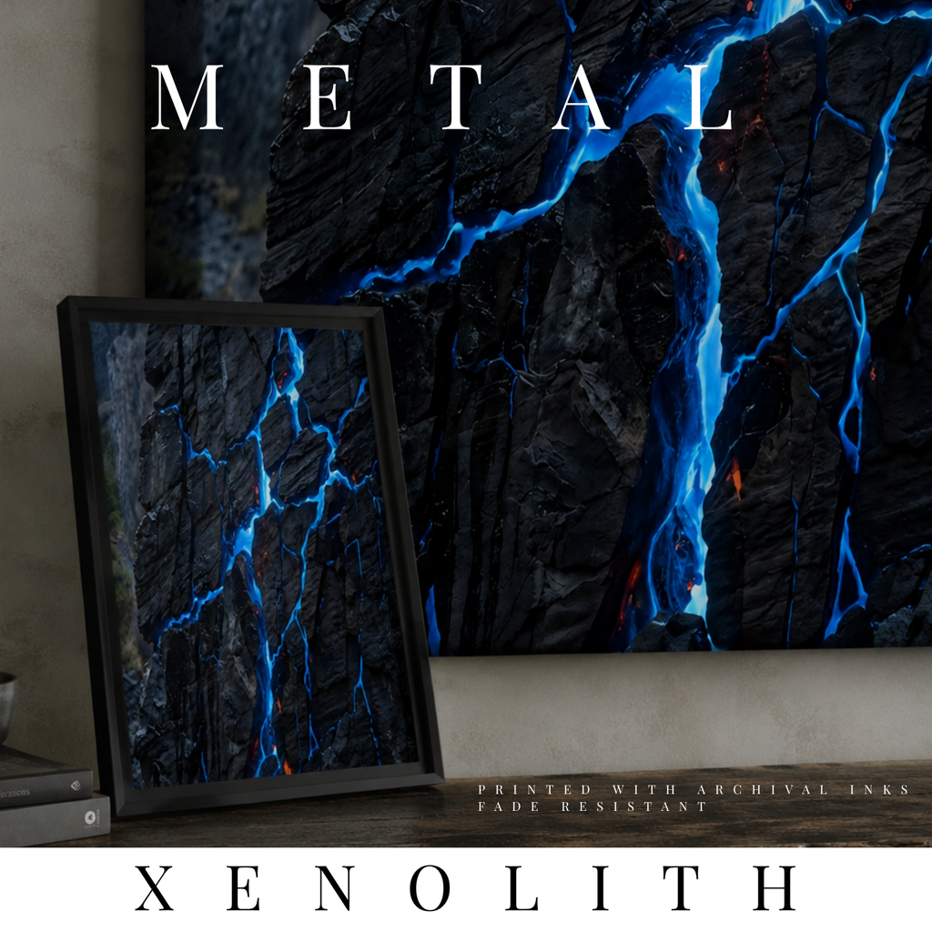 Xenolith metal print shown in product view in 8 x 10 inch universal size
