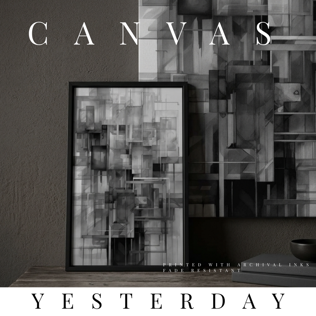 Yesterday canvas print shown in product view in 10 x 20 inch universal size