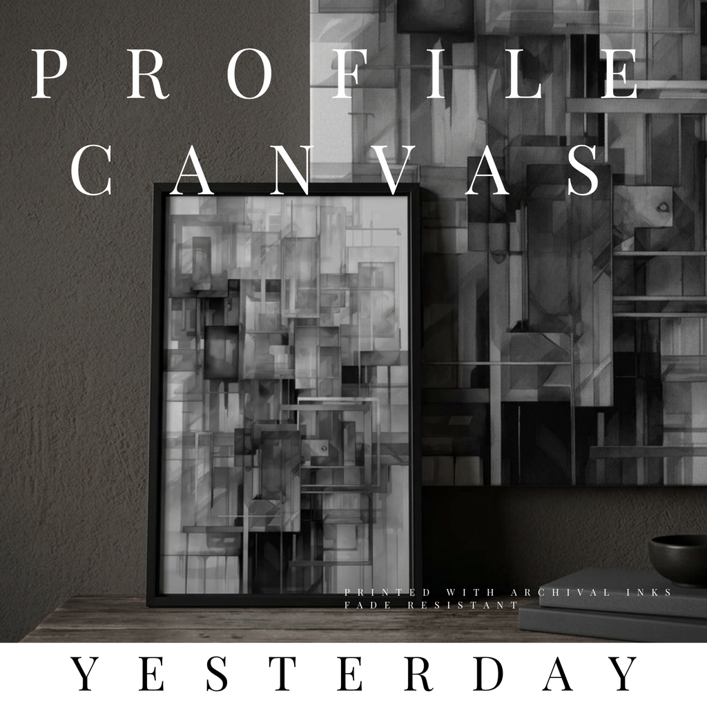 Yesterday thin canvas print shown in product view in 12 x 18 inch universal size