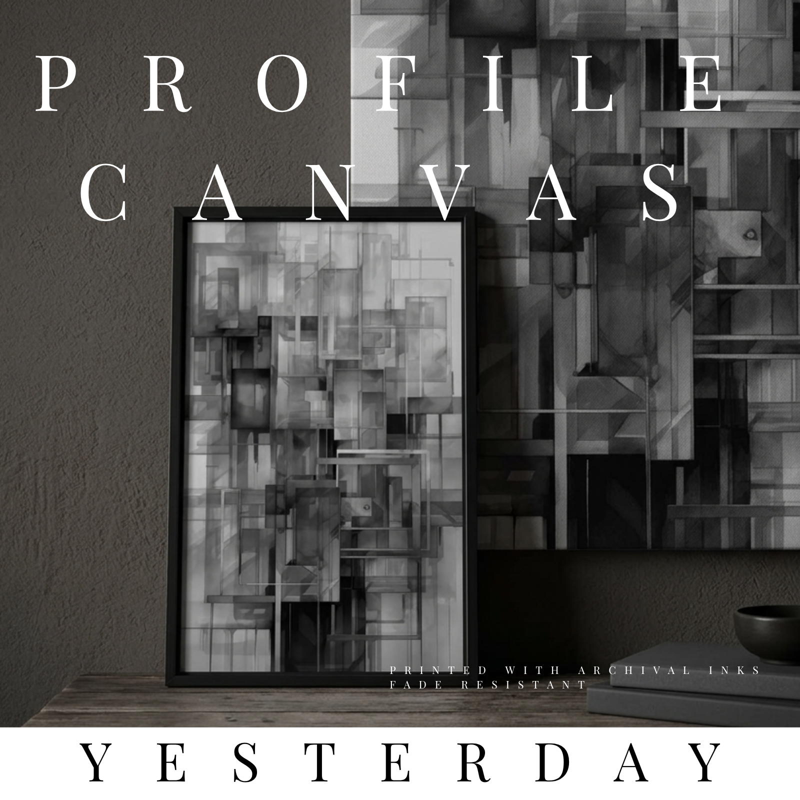 Yesterday thin canvas print shown in product view in 12 x 18 inch universal size
