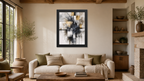 Alchemy framed paper at 24x36 inch (portrait) scale in a premium residential living room