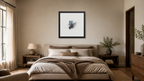 Alder framed paper at 16x16 inch (square) scale in a premium residential bedroom