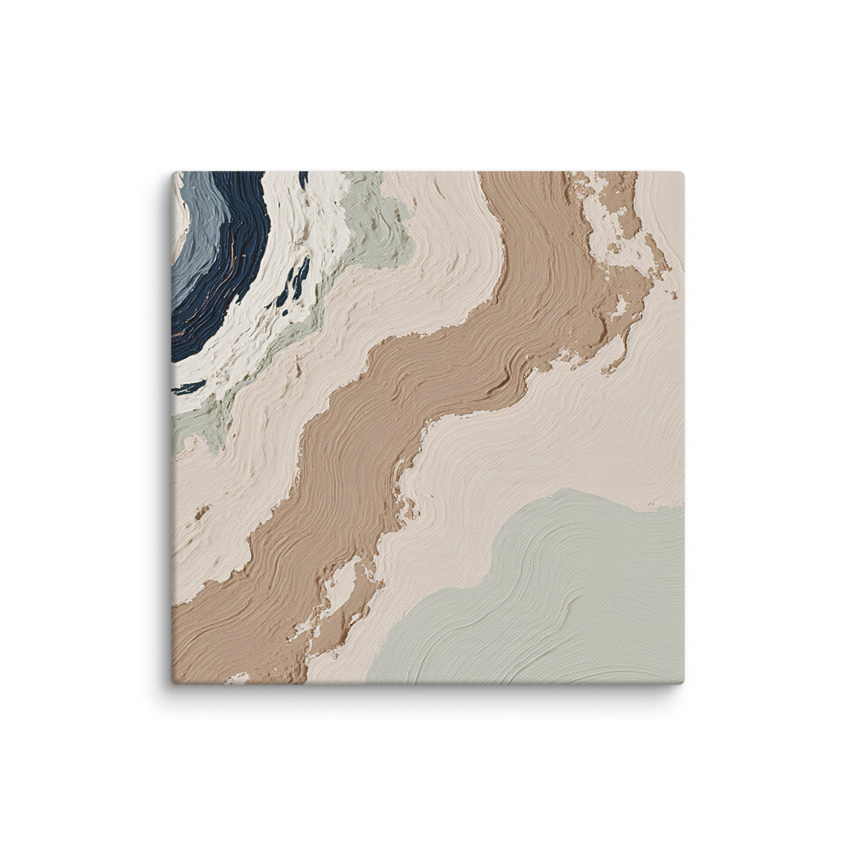 Spall canvas artwork with fractured stone-like layers and linear fissures, shown on white.
