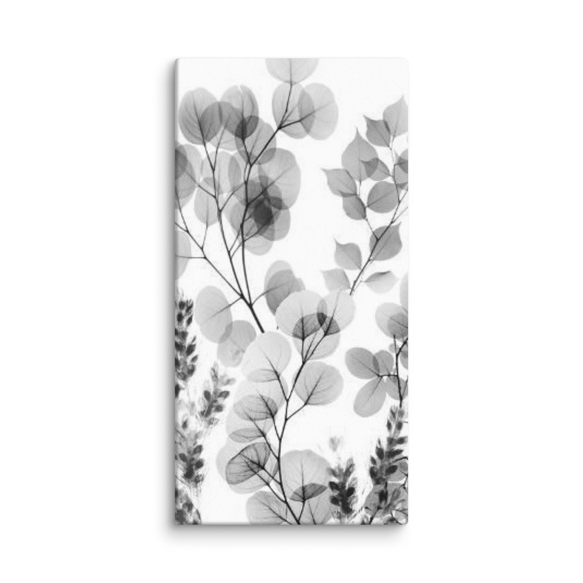 Fleur canvas black and white floral image for product listing in 20 x 60 inch statement piece