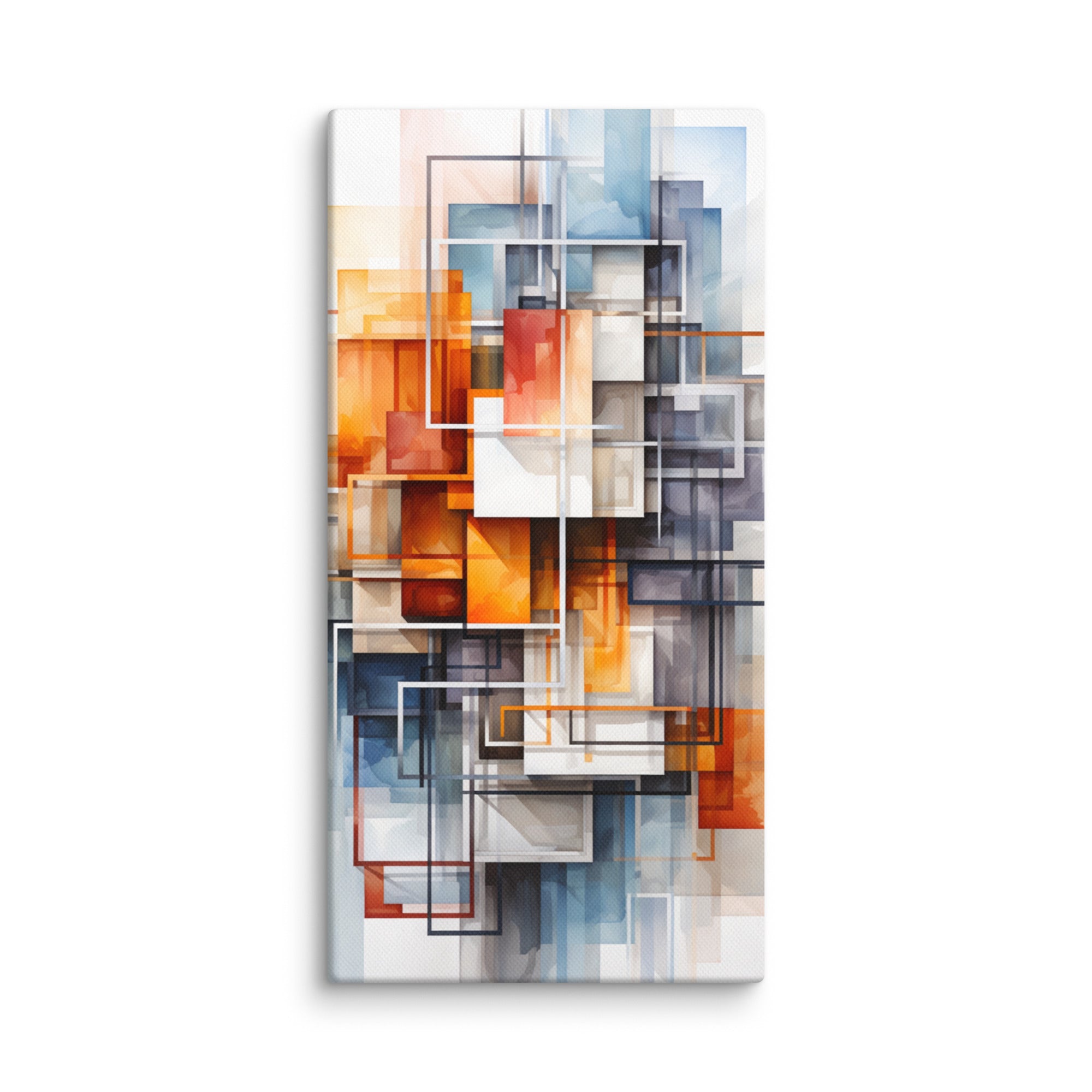 Facet canvas print shown in wall display view in 10 x 20 inch universal size