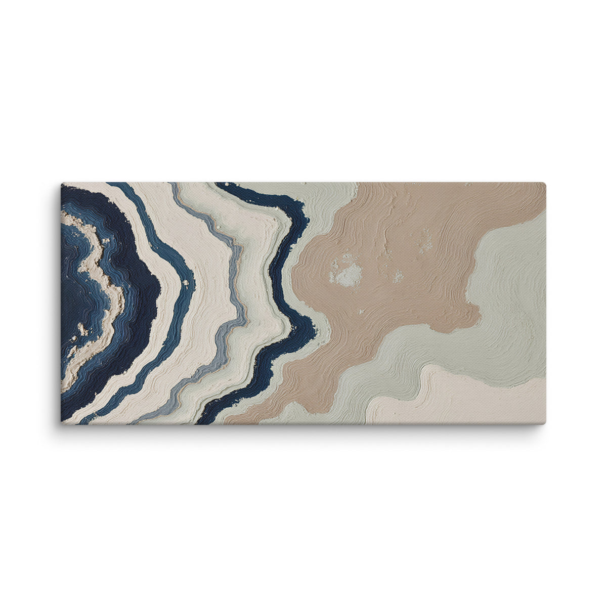 Karst canvas artwork with limestone-like textures and deep charcoal shadows, shown on white.