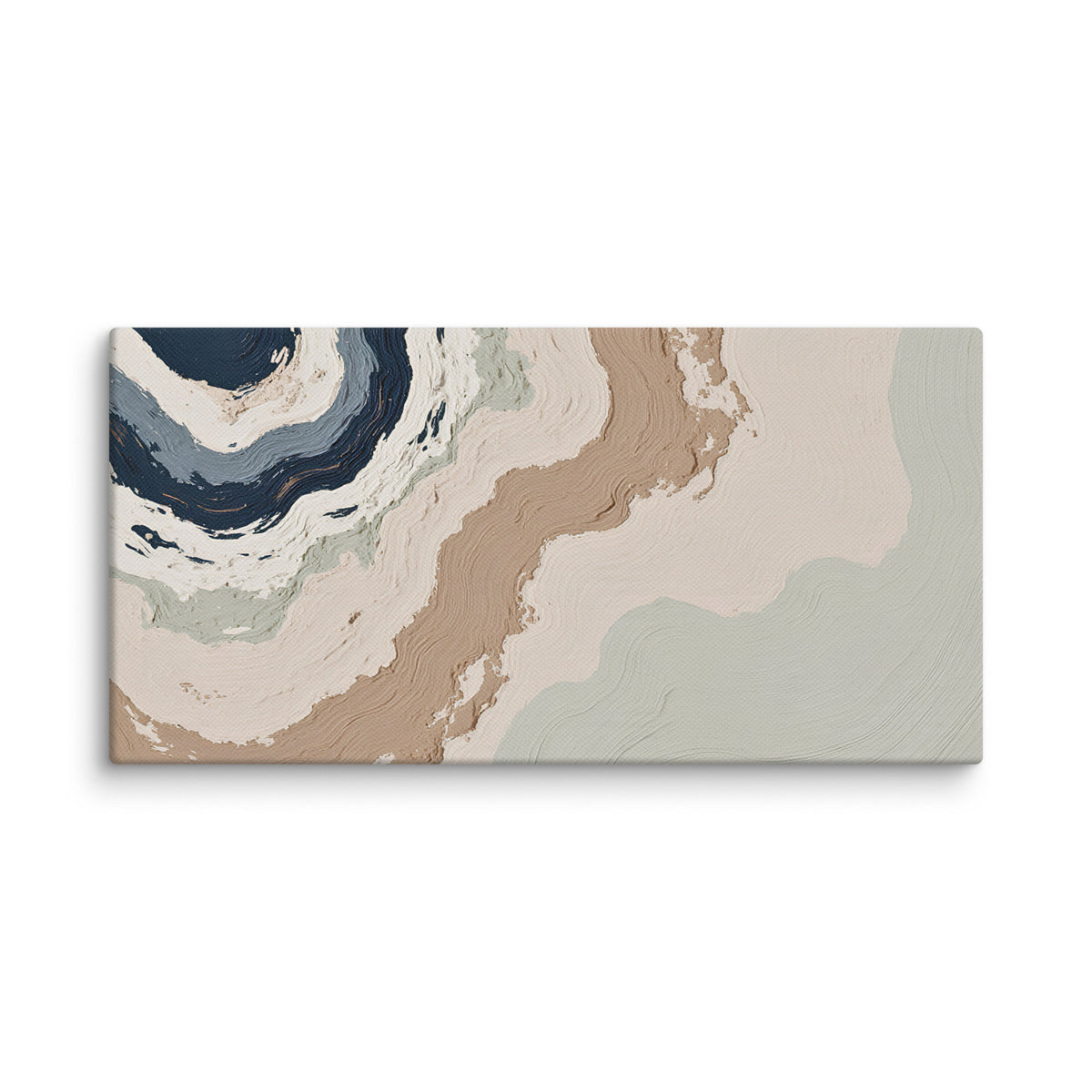 Spall canvas artwork with fractured stone-like layers and linear fissures, shown on white.
