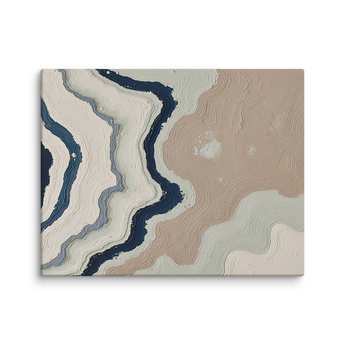 Karst canvas artwork with limestone-like textures and deep charcoal shadows, shown on white.