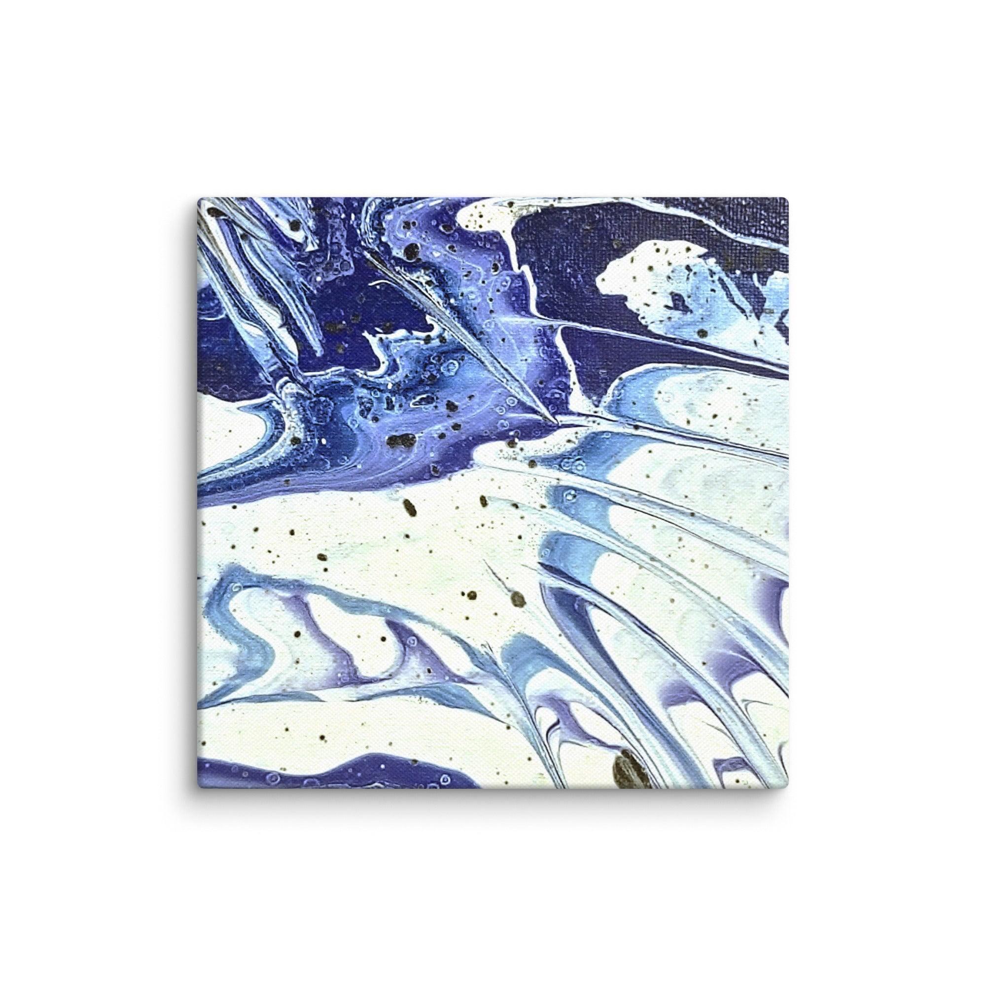 Cobalt canvas print shown in wall display view in 32 x 32 inch statement piece