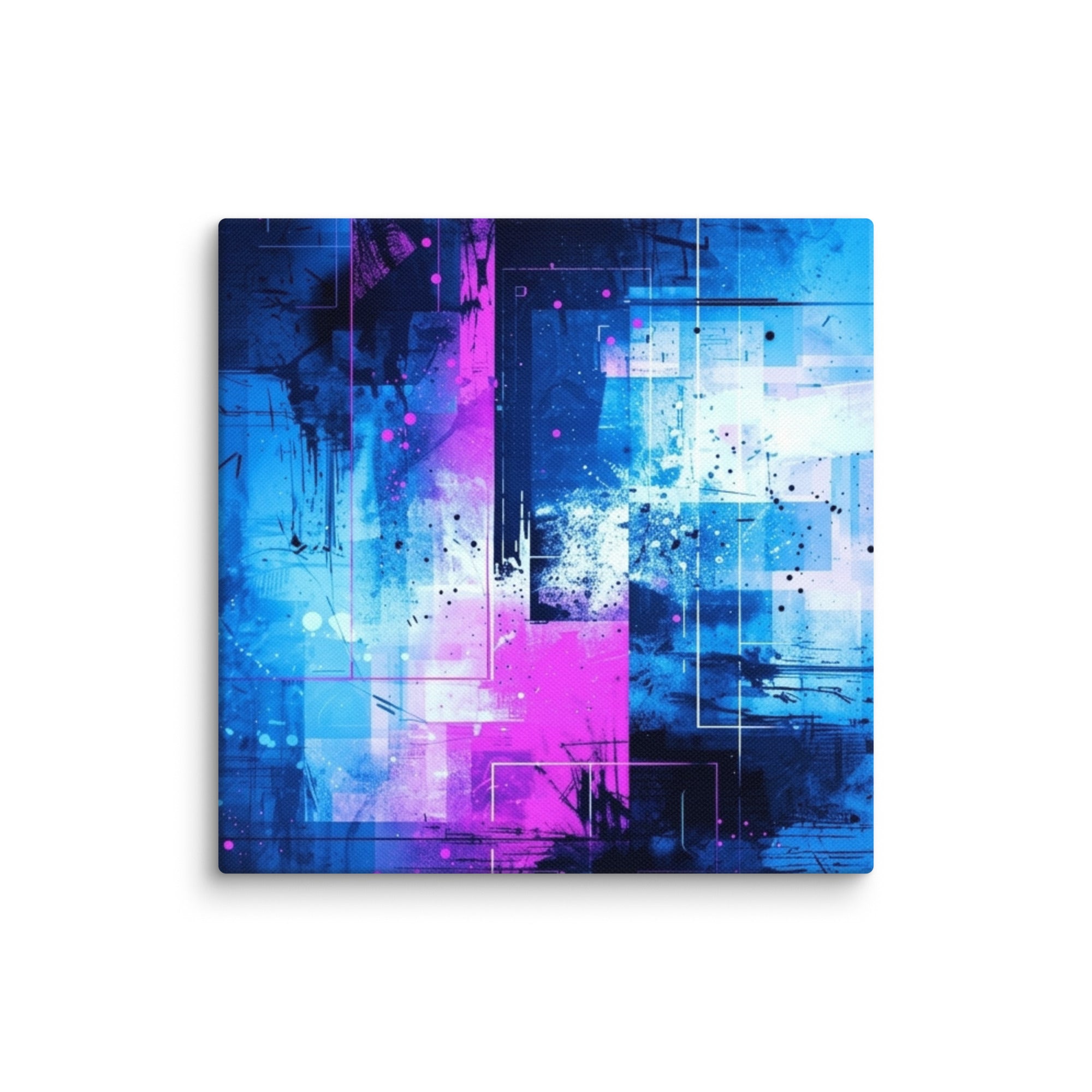 Canvas 'Neon wall art shown in wall display view in 32 x 32 inch statement piece