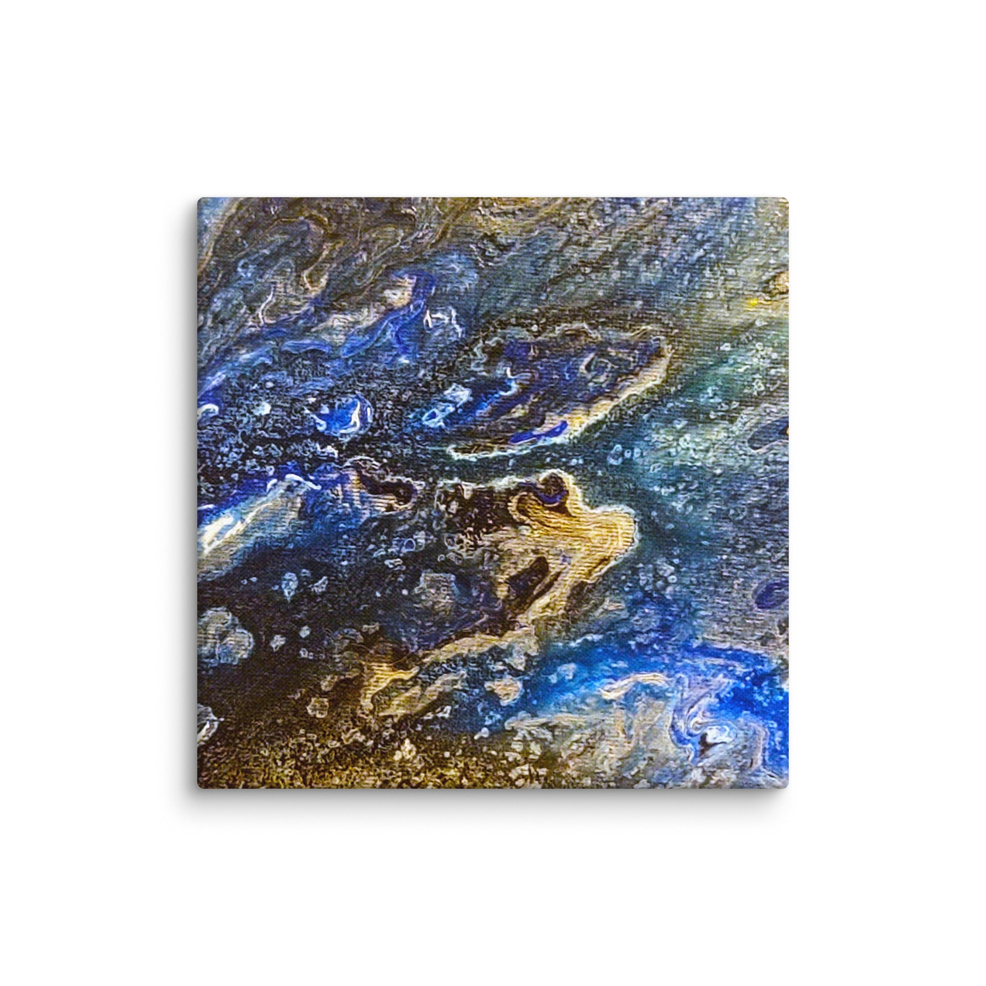 Distant Life canvas print shown in wall display view in 32 x 32 inch statement piece