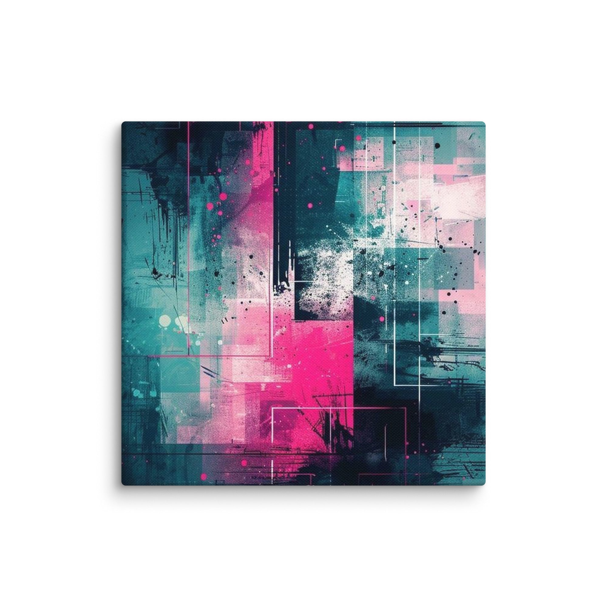 Neona canvas print shown in wall display view in 32 x 32 inch statement piece