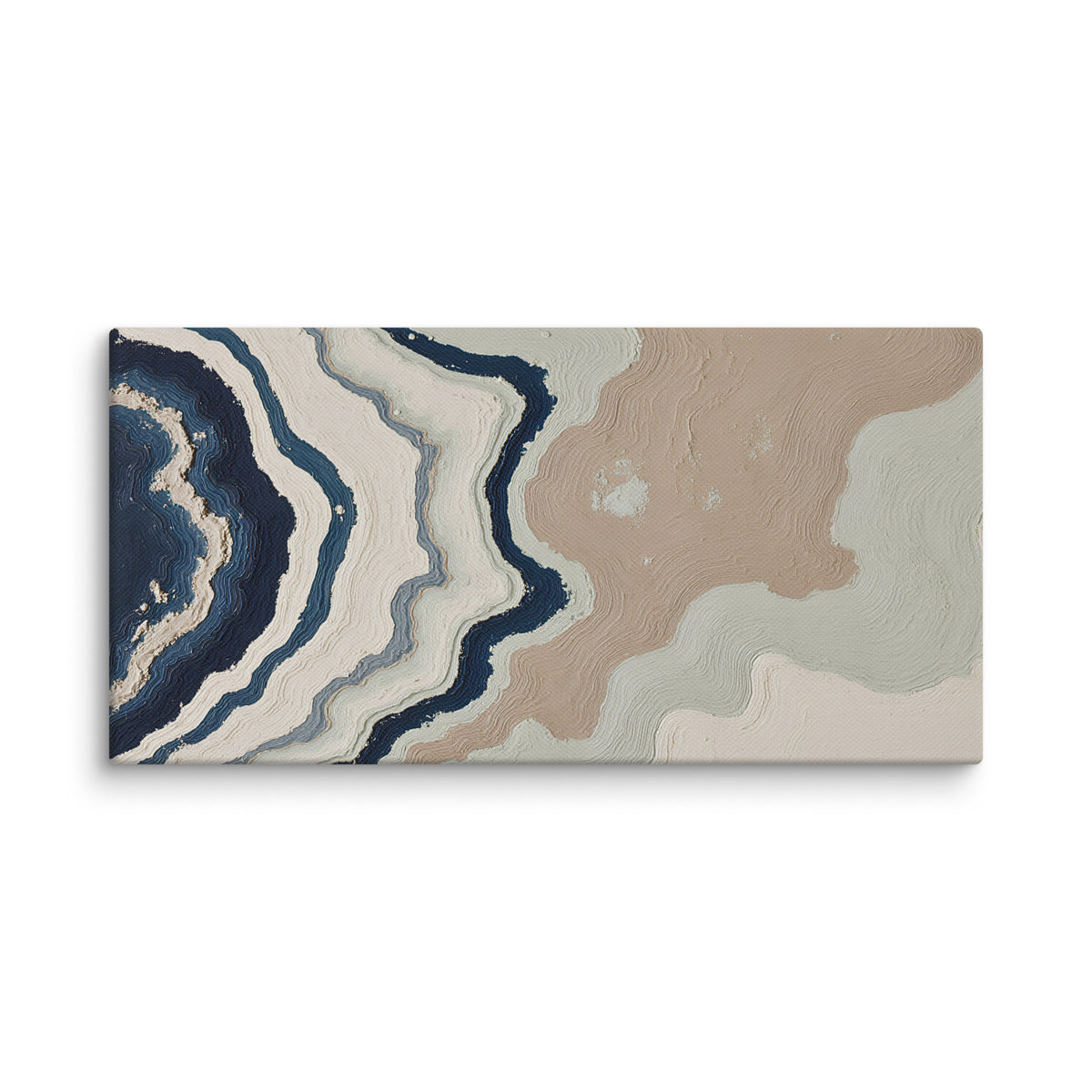 Karst canvas artwork with limestone-like textures and deep charcoal shadows, shown on white.