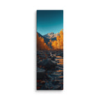 Embers On The Water, tall wrapped canvas print: ember-orange sunset reflections on a rocky stream between golden autumn trees.