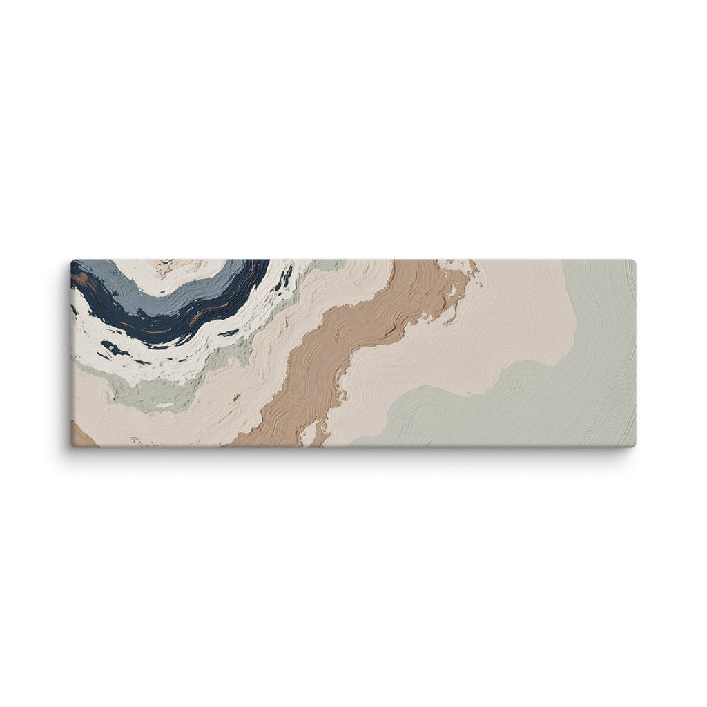 Spall canvas artwork with fractured stone-like layers and linear fissures, shown on white.