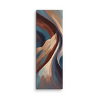 Stria Plica tall vertical canvas showing compressed, undulating folds of terracotta, cream, and charcoal slate, shown on white.