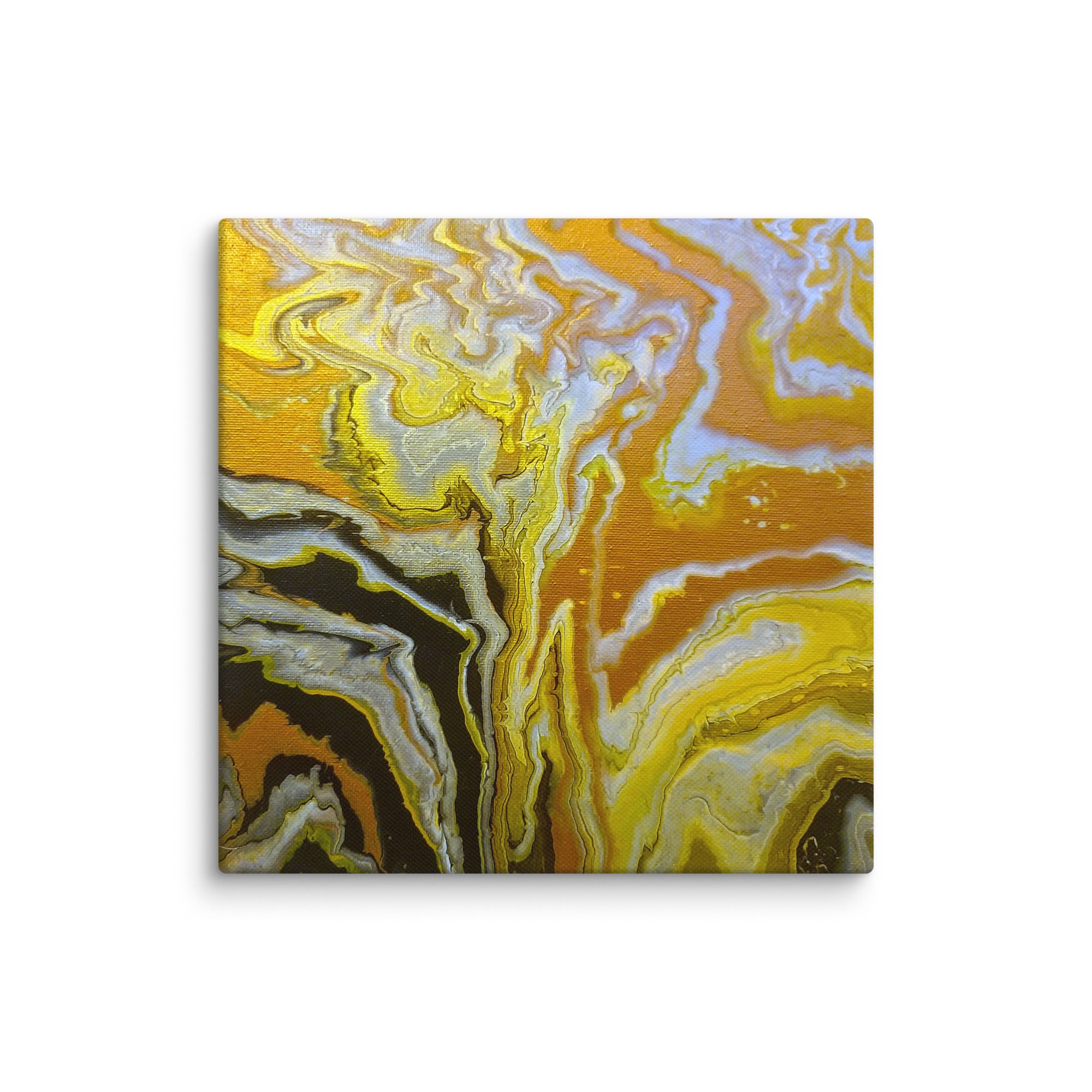 Golden Surge canvas print with product details shown in 20 x 20 inch universal size