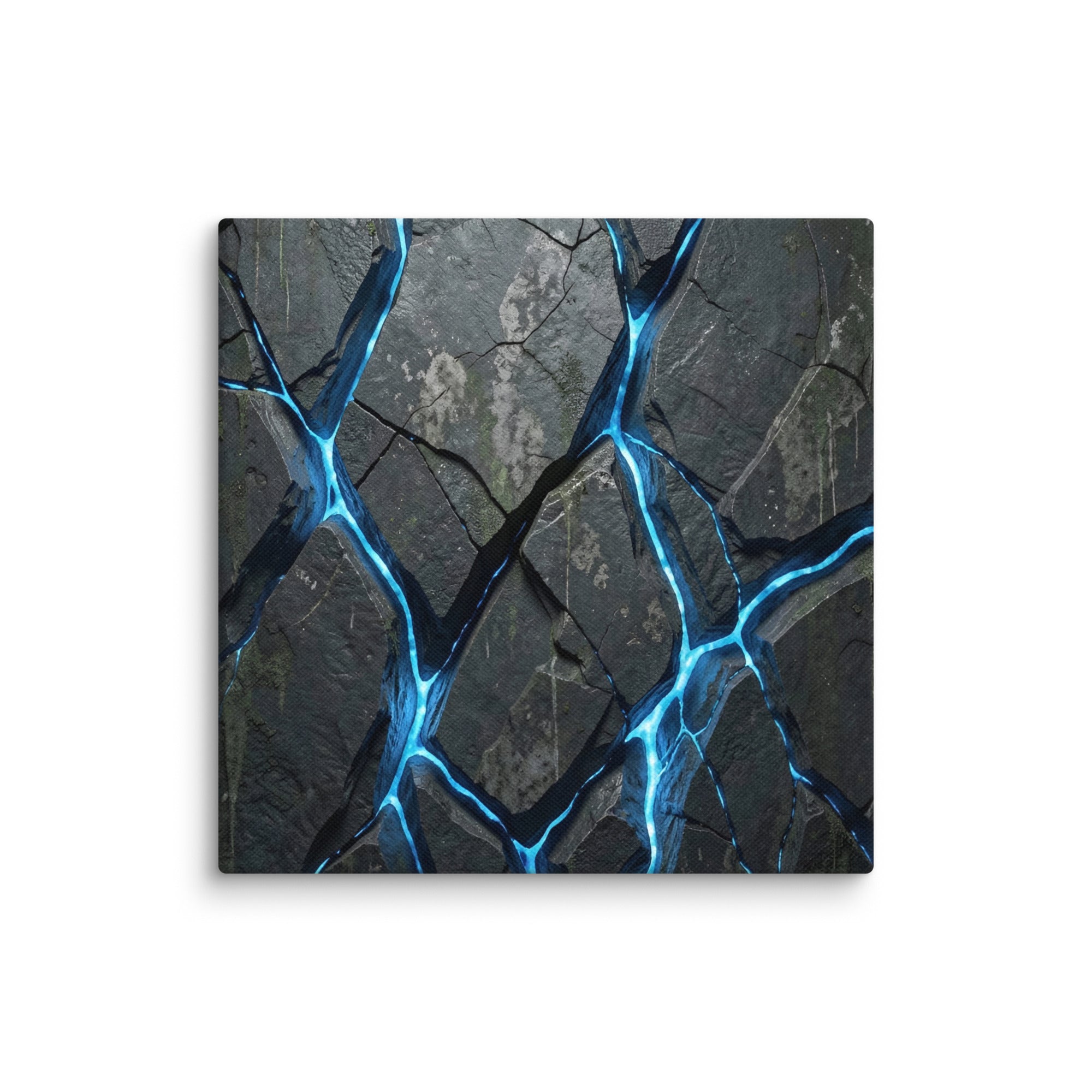 Igneous canvas print with product details shown in 37 x 37 inch statement piece