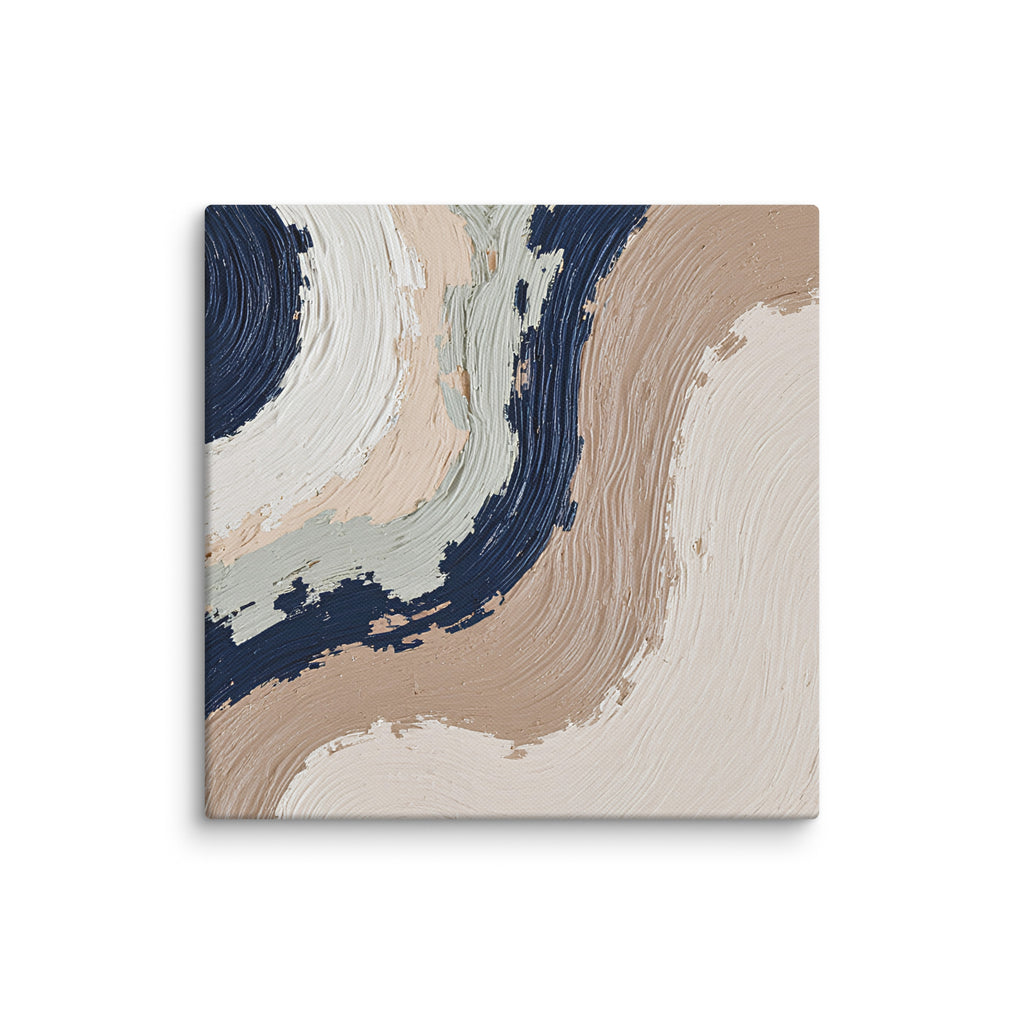Loess canvas artwork with warm ochre, taupe and sandstone-like textures, shown on white.