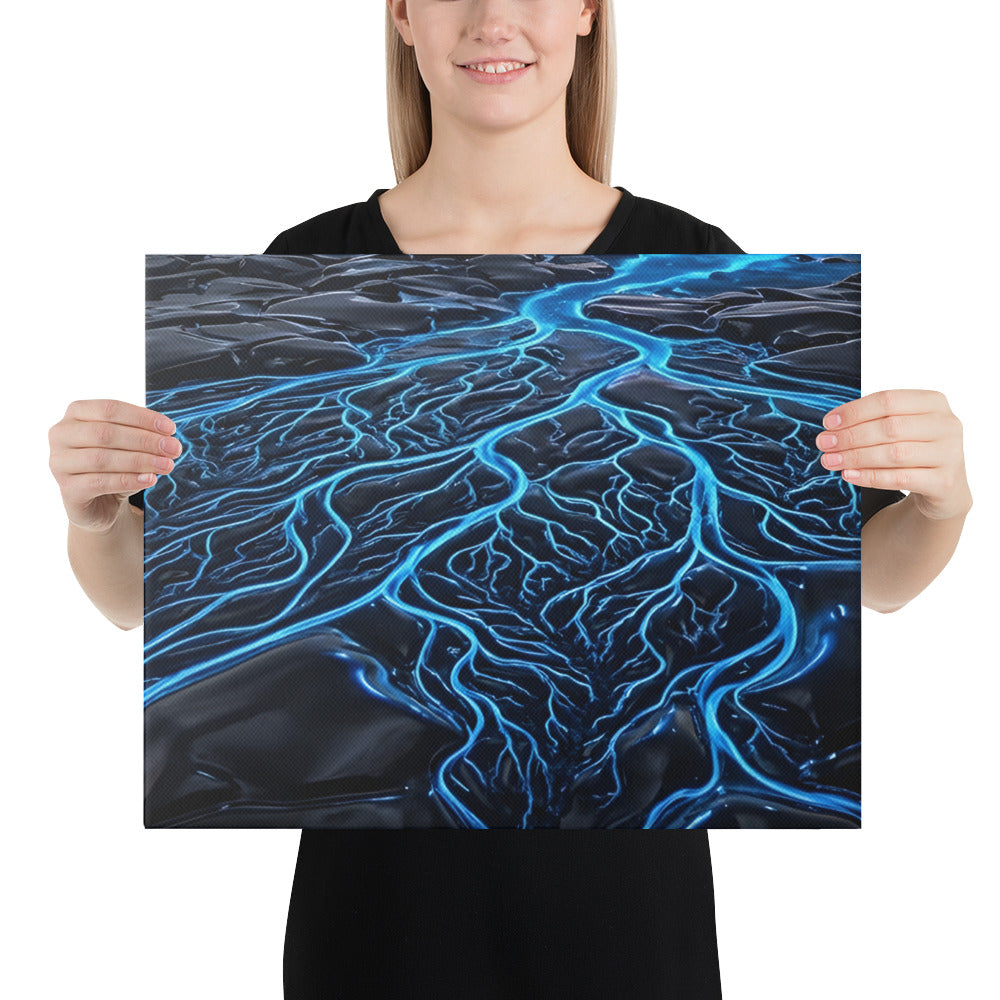 Caldera canvas print with product details shown in 14 x 14 inch universal size
