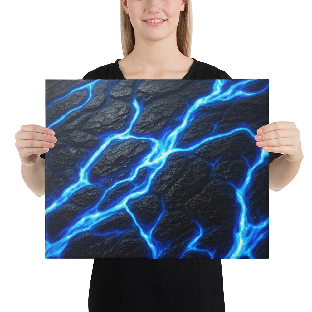 Fissure canvas print with product details shown in 14 x 14 inch universal size