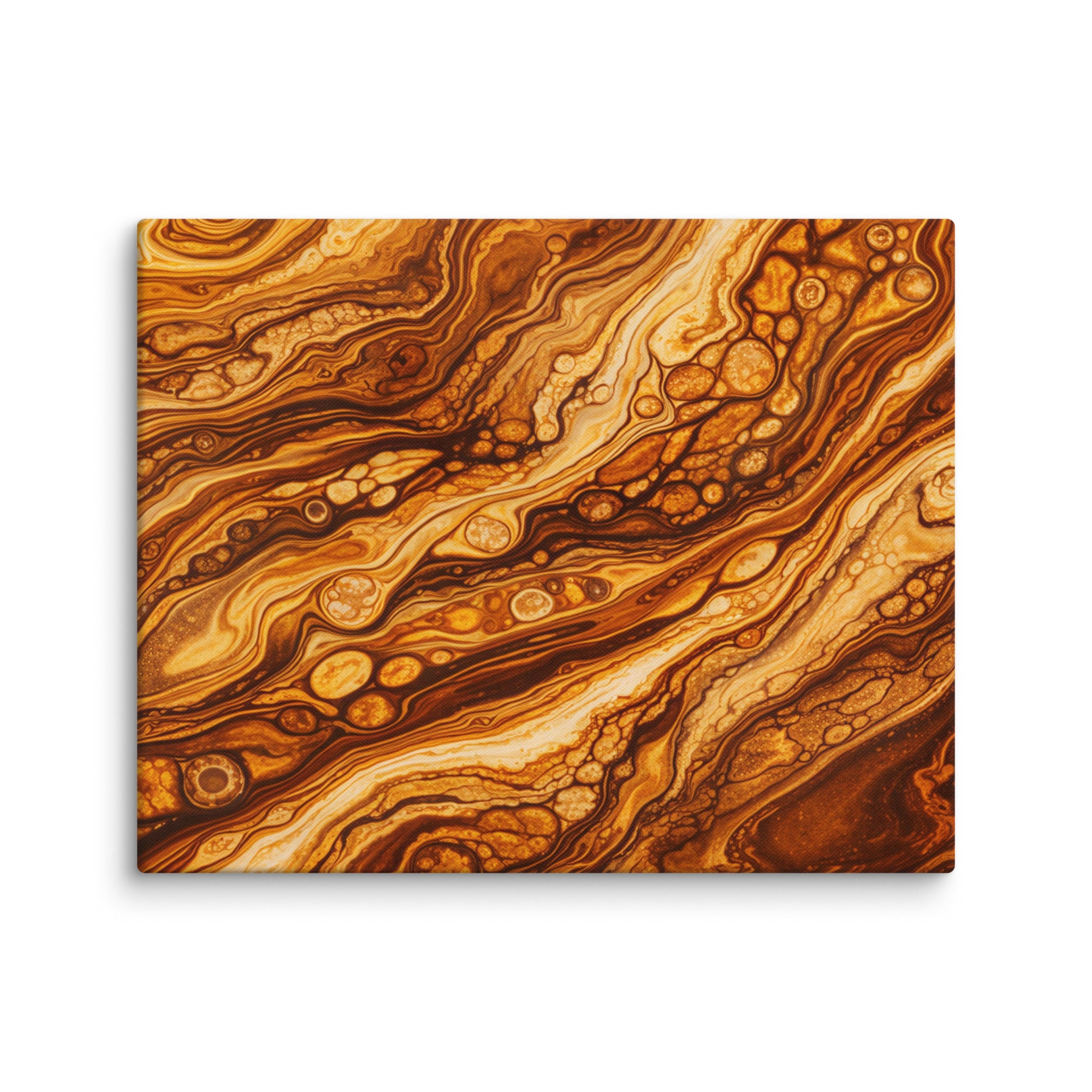 Molten Cells canvas print with product details shown in 37 x 37 inch statement piece
