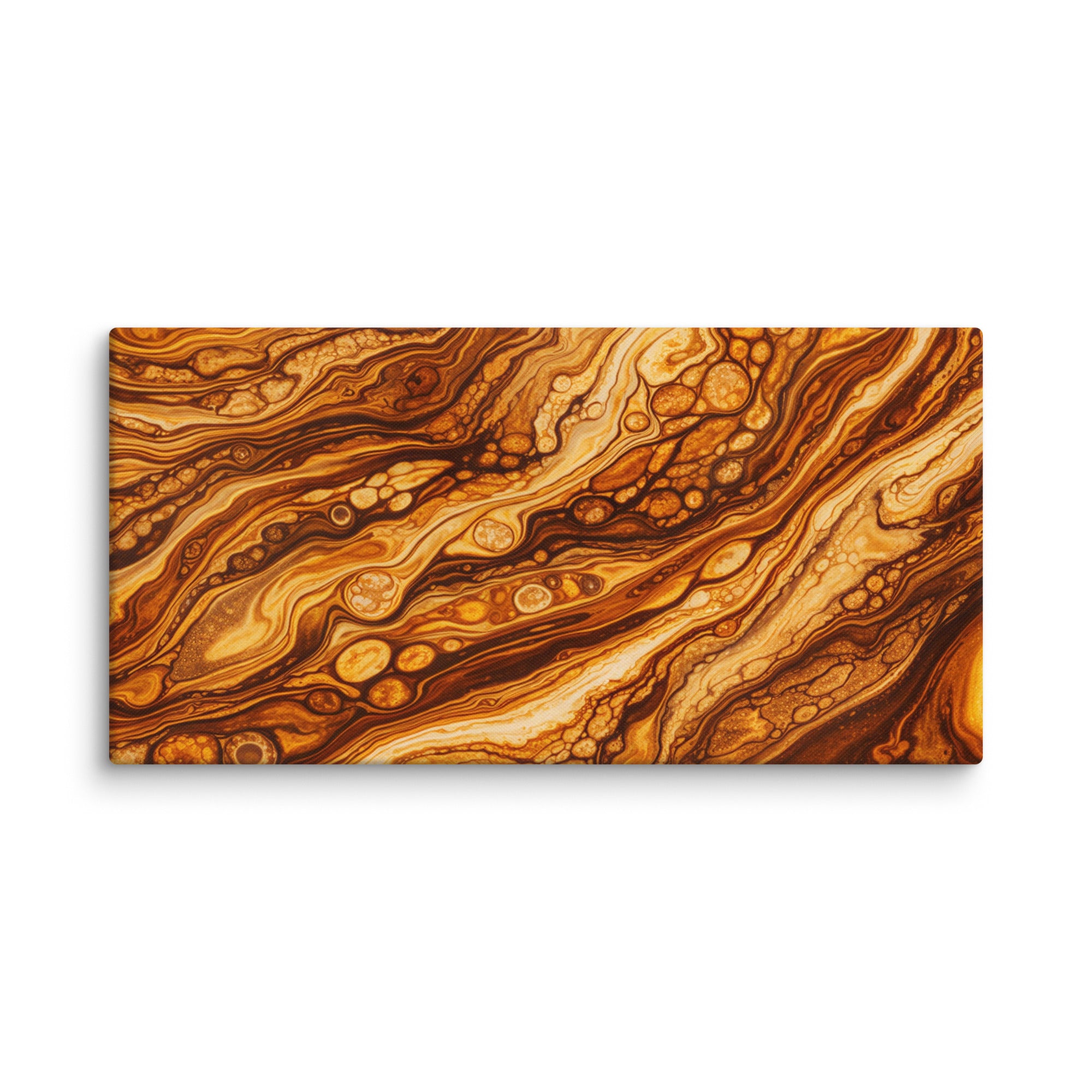 Molten Cells canvas print with product details shown in 14 x 14 inch universal size