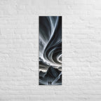 The Sky in Ribbons, tall wrapped canvas print: two figures beneath a sky of swirling ribbon-like clouds above dark mountain peaks.