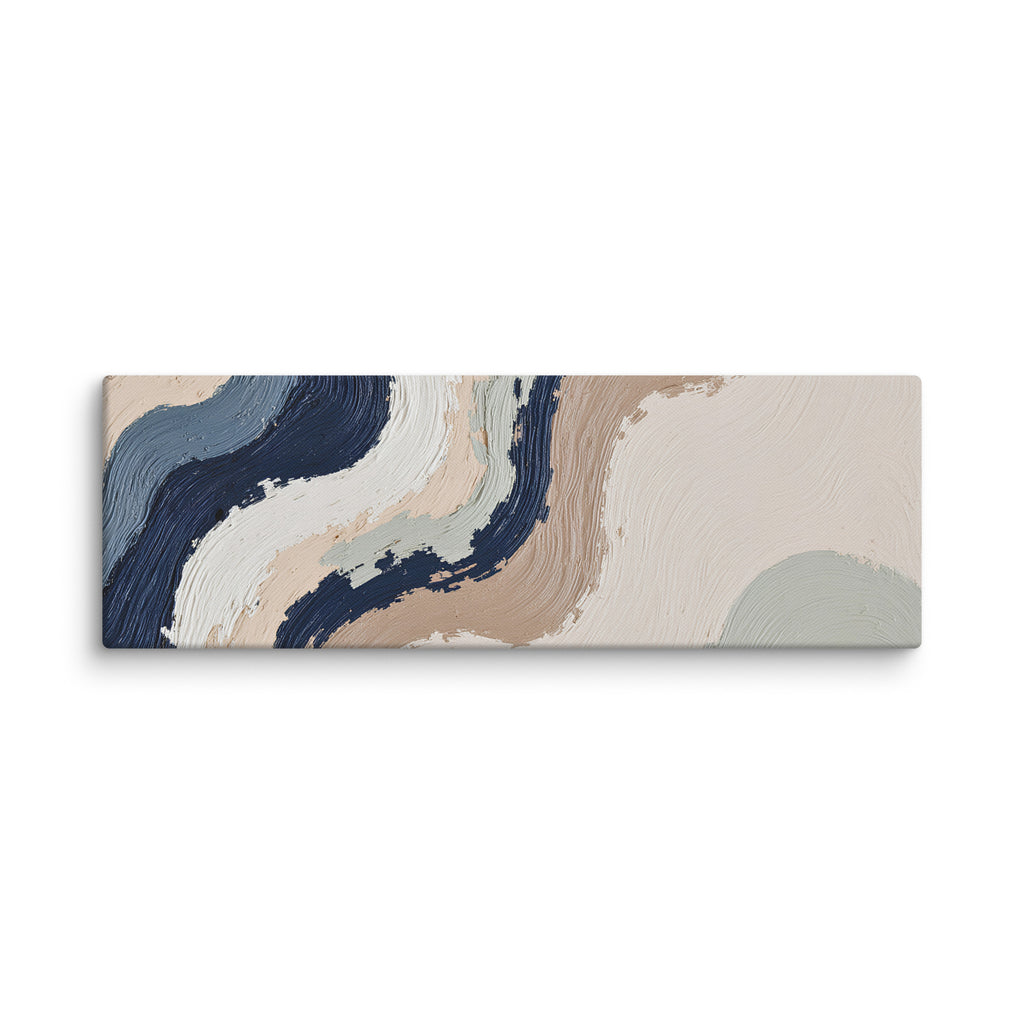Loess canvas artwork with warm ochre, taupe and sandstone-like textures, shown on white.