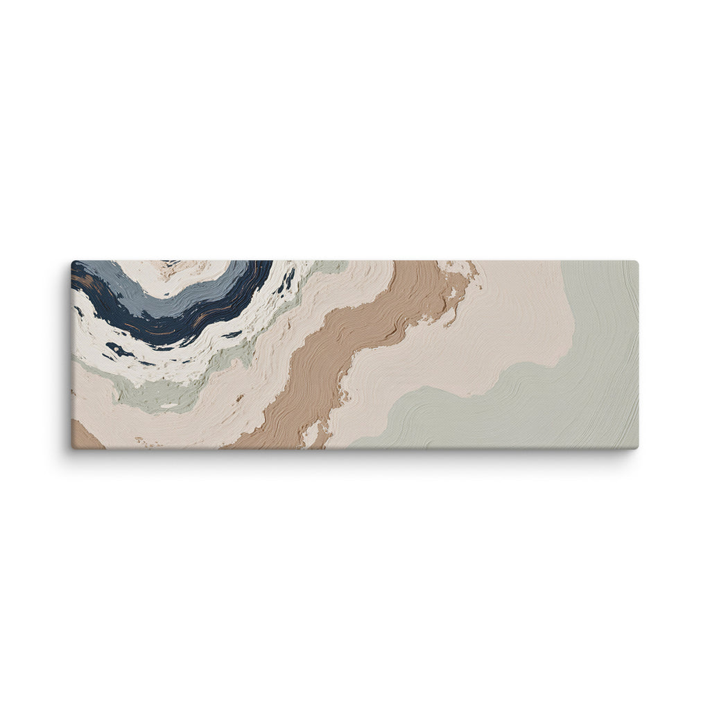 Spall canvas artwork with fractured stone-like layers and linear fissures, shown on white.
