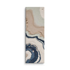 Striata shard canvas artwork with rhythmic bands of mineral color and sediment-like layers, shown on white.