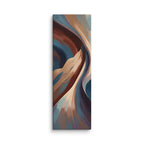 Stria Plica tall vertical canvas showing compressed, undulating folds of terracotta, cream, and charcoal slate, shown on white.