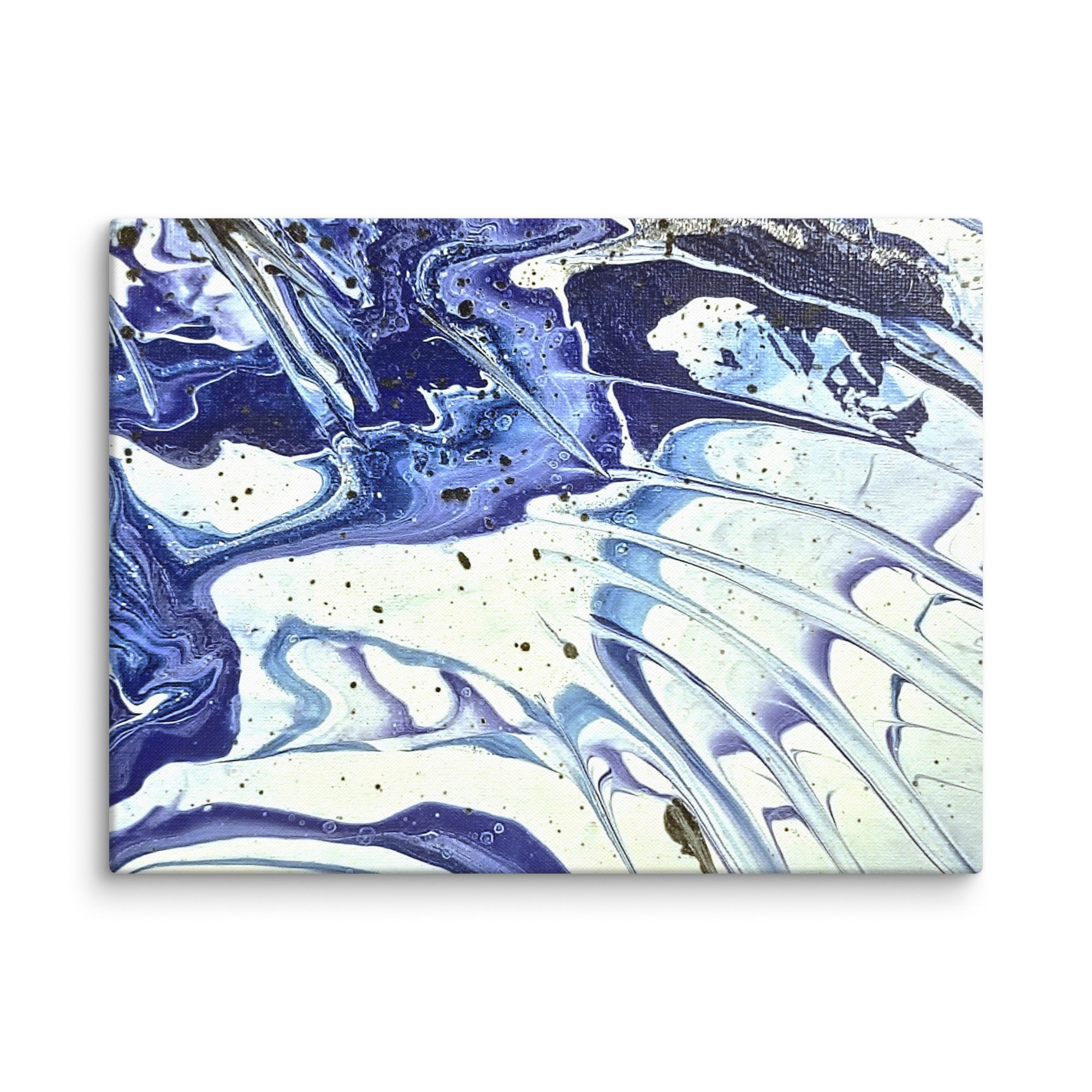 Cobalt canvas print product mockup in 40 x 55 inch statement piece