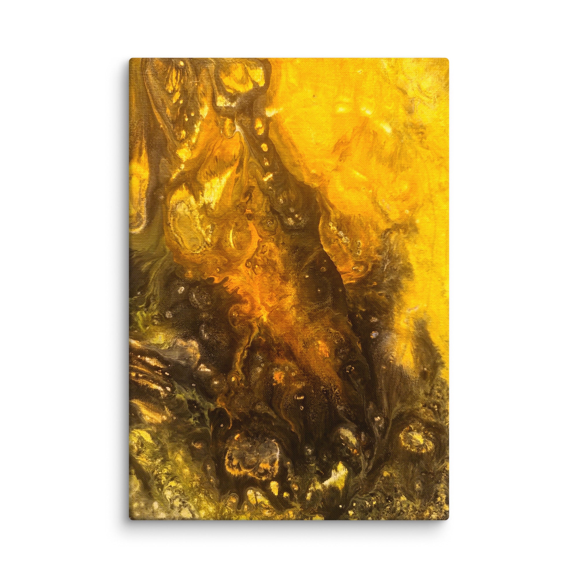 Flame canvas print shown in wall display view in 16 x 24 inch universal size