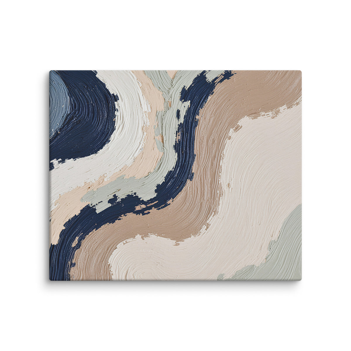 Loess canvas artwork with warm ochre, taupe and sandstone-like textures, shown on white.
