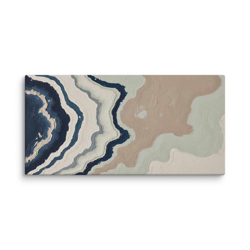 Karst canvas artwork with limestone-like textures and deep charcoal shadows, shown on white.