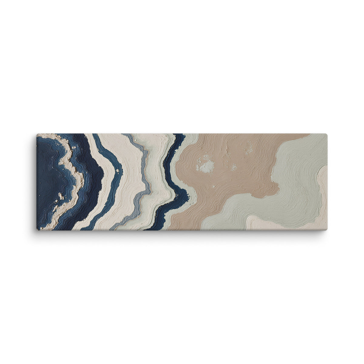 Karst canvas artwork with limestone-like textures and deep charcoal shadows, shown on white.