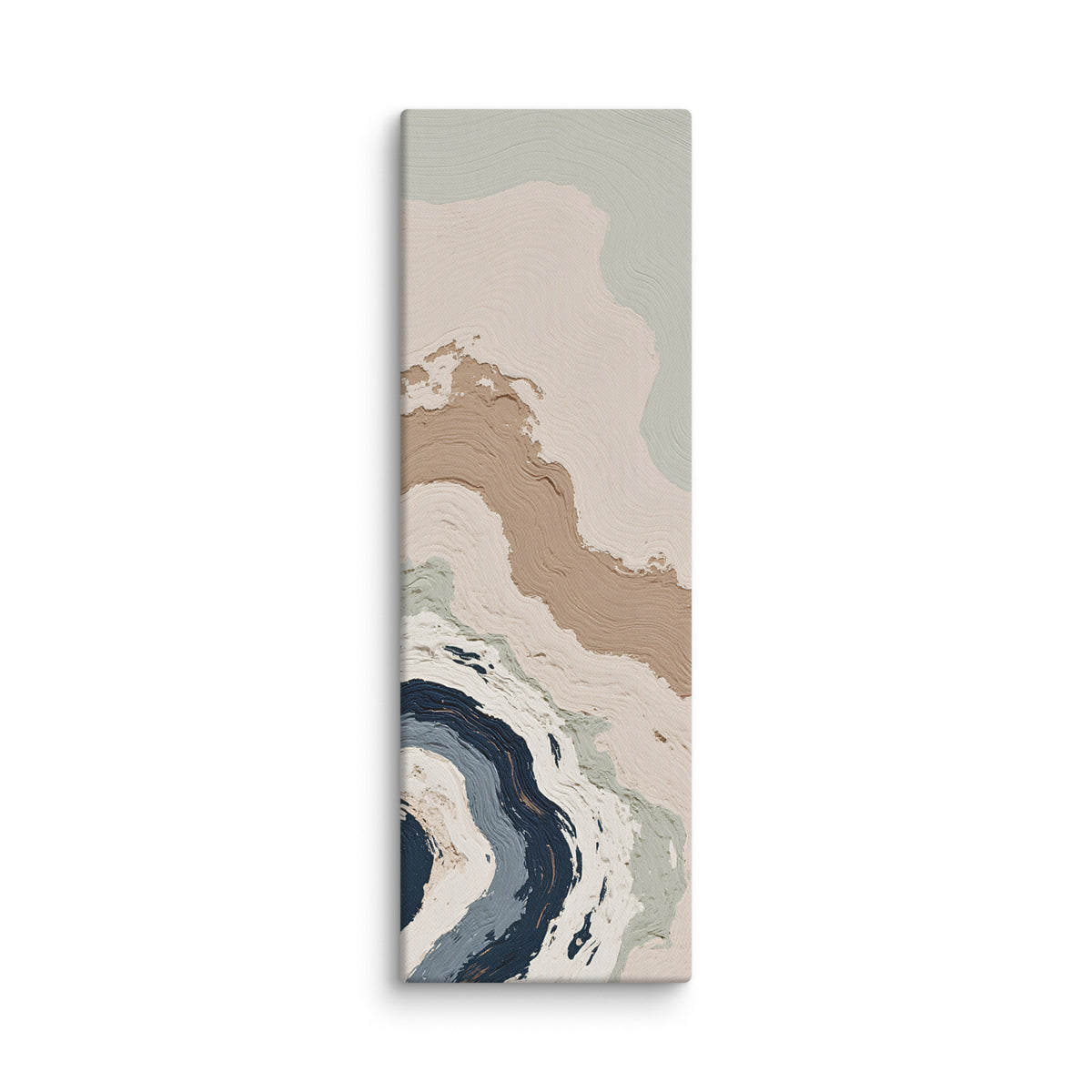 Spall shard canvas artwork with fractured stone-like layers and linear fissures, shown on white.