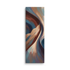 Stria Plica tall vertical canvas showing compressed, undulating folds of terracotta, cream, and charcoal slate, shown on white.