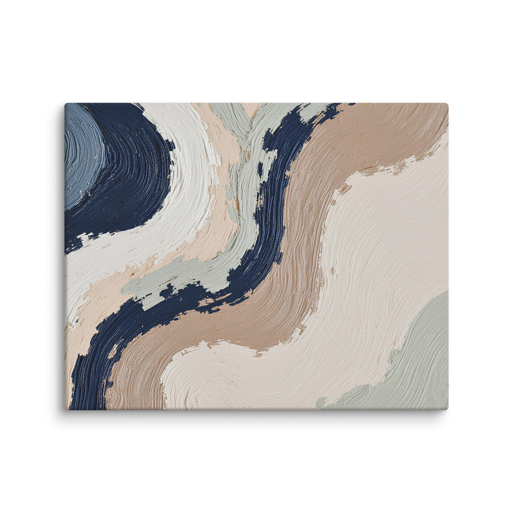 Loess canvas artwork with warm ochre, taupe and sandstone-like textures, shown on white.