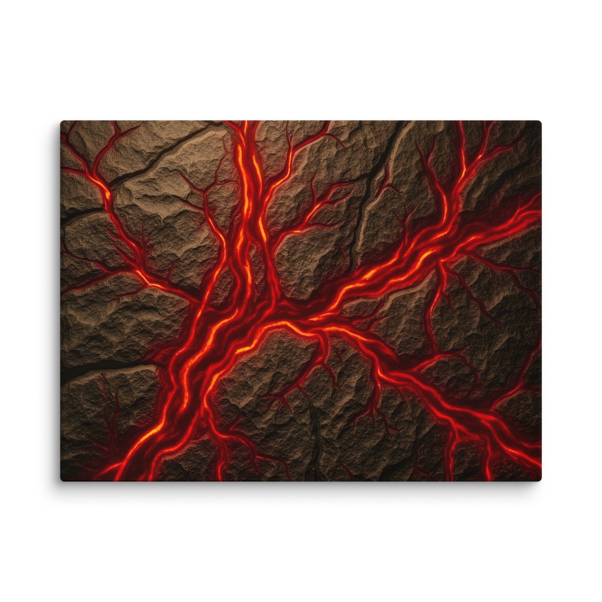 Magma canvas print shown in wall display view in 20 x 40 inch statement piece