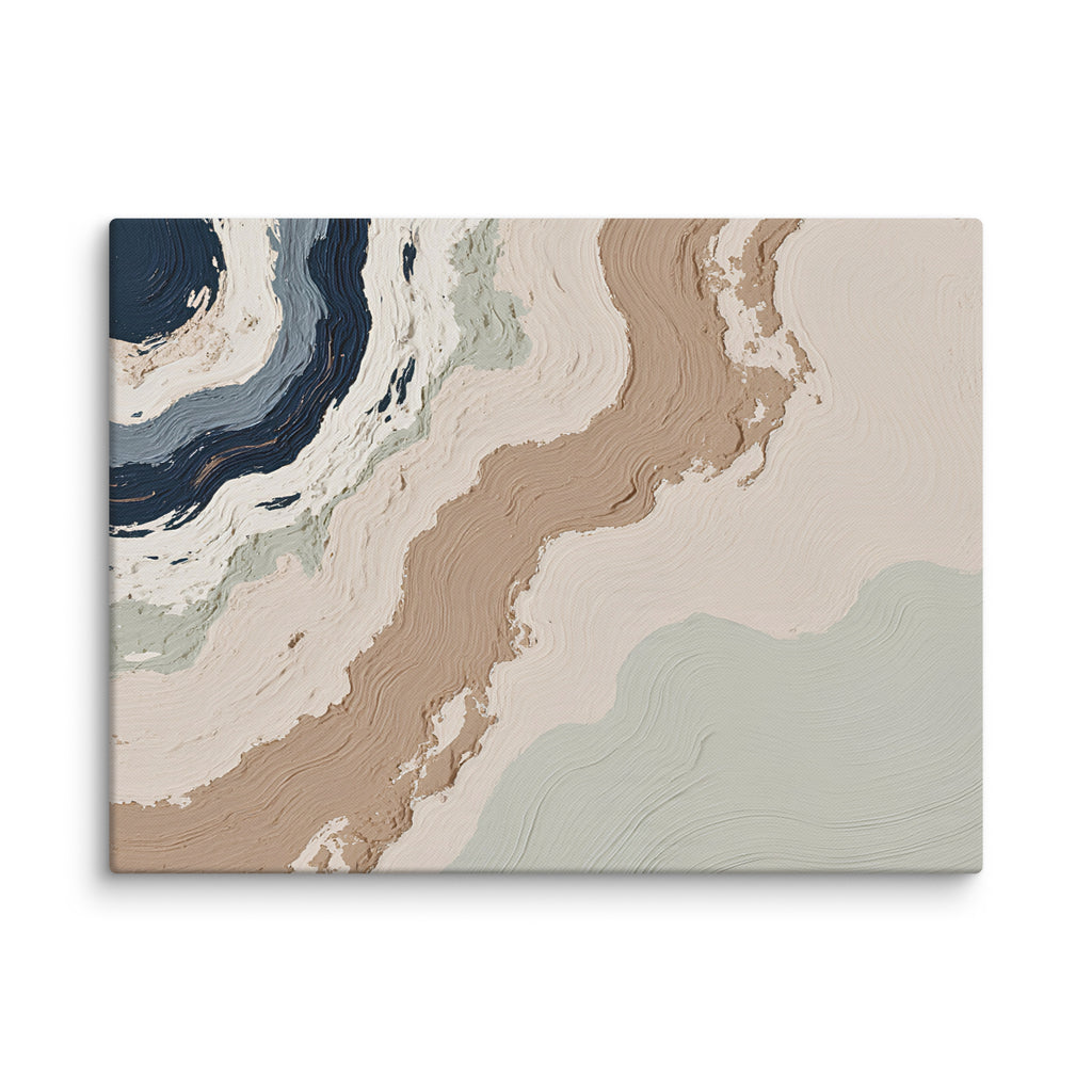 Spall canvas artwork with fractured stone-like layers and linear fissures, shown on white.
