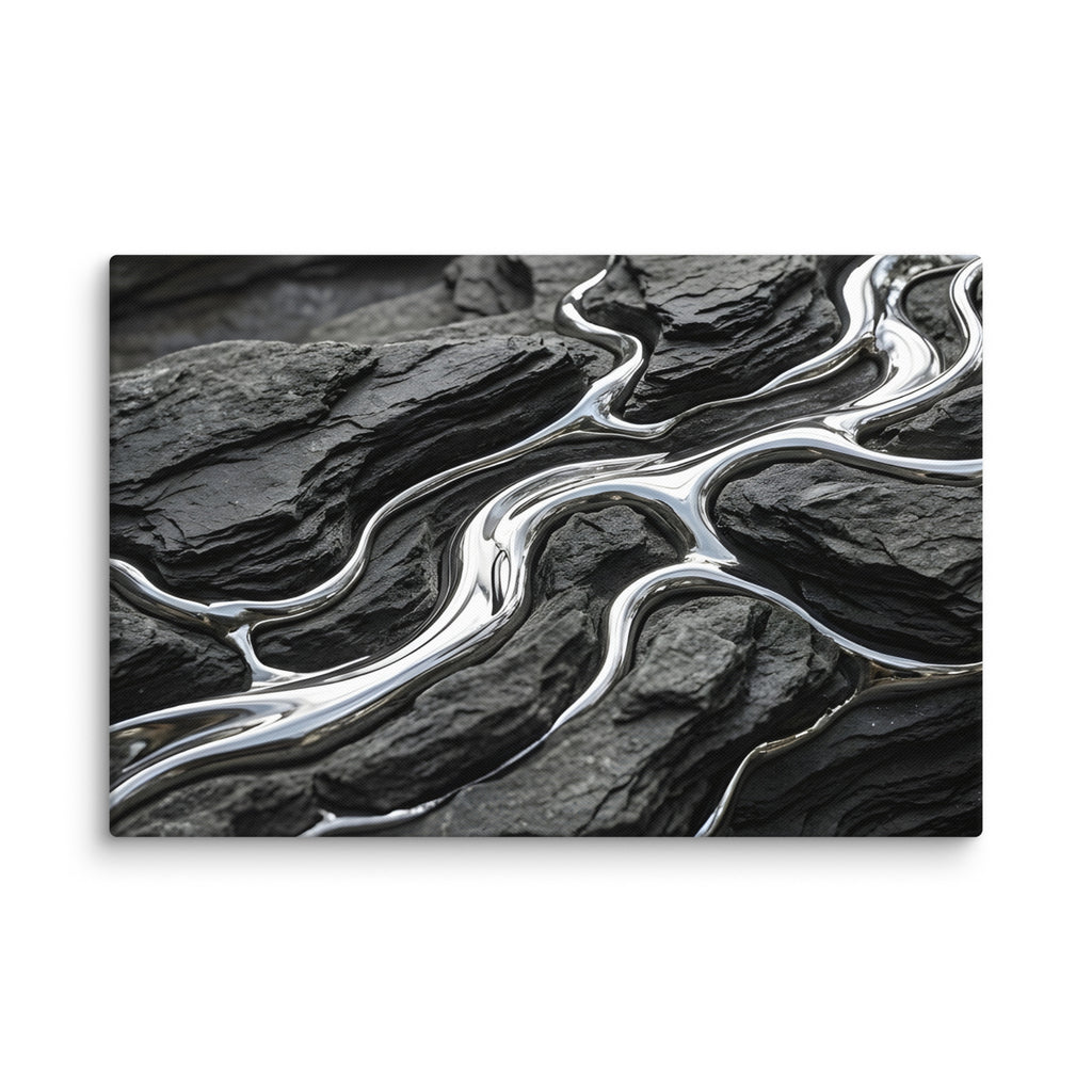 Basalt canvas print with product details shown in 37 x 37 inch statement piece
