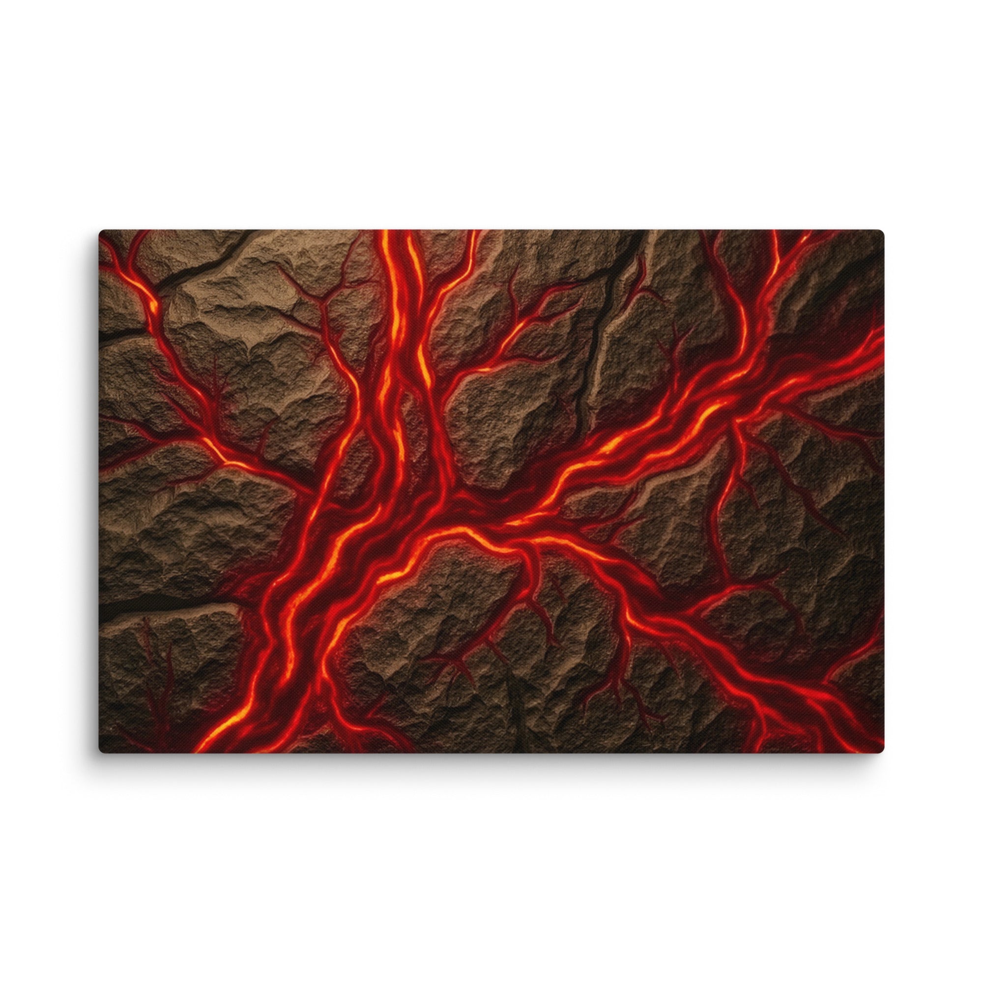 Magma canvas print shown in wall display view in 10 x 20 inch universal size