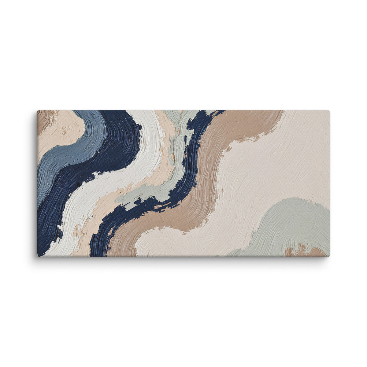 Loess canvas artwork with warm ochre, taupe and sandstone-like textures, shown on white.