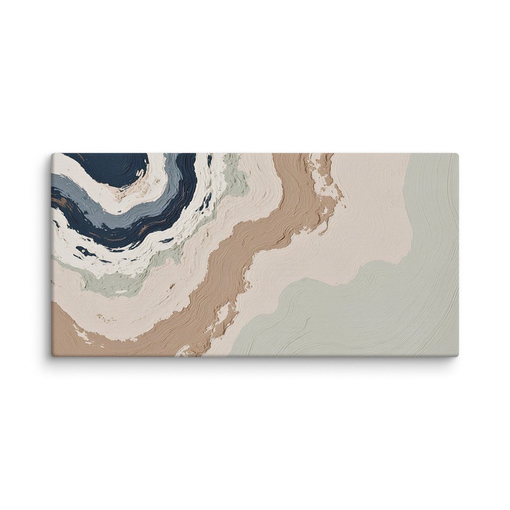 Spall canvas artwork with fractured stone-like layers and linear fissures, shown on white.
