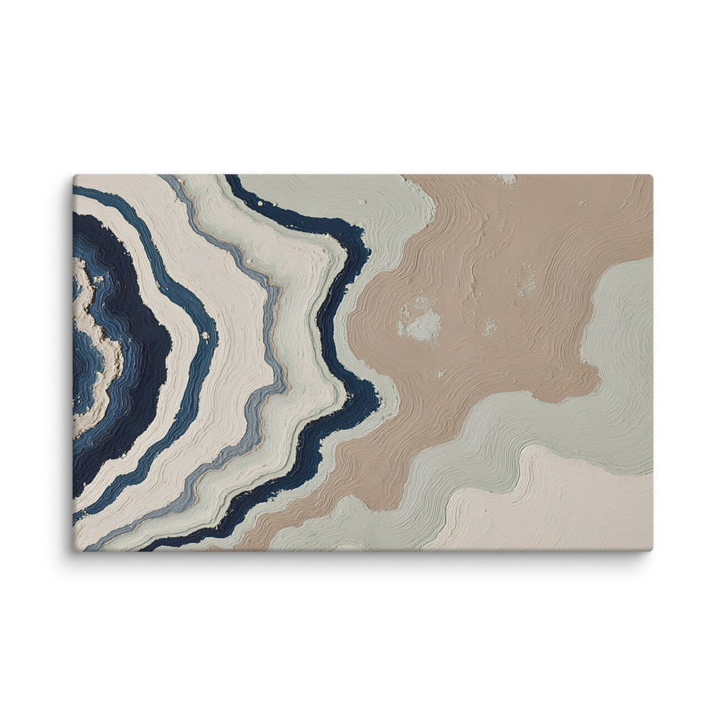 Karst canvas artwork with limestone-like textures and deep charcoal shadows, shown on white.